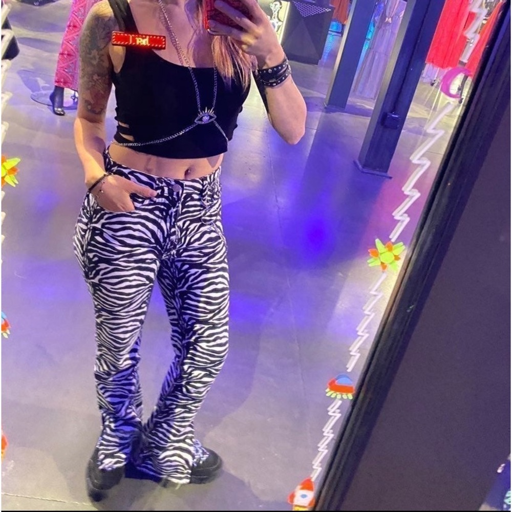 Rocker 80s inspired Zebra animal print BDG jeans pants